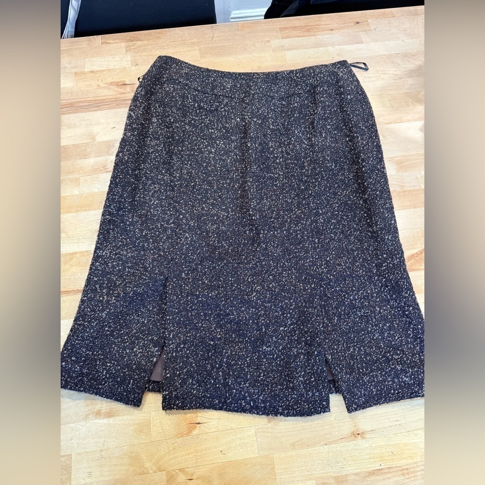 Lafayette 148 Black Brown Tweed Mohair Wool Blend Pencil Skirt 12